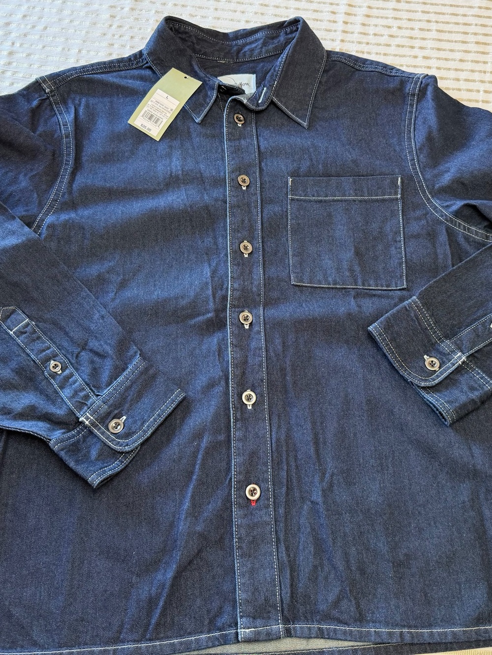Goodfellow & Co Dark Blue Denim Casual Button-Down Shirt